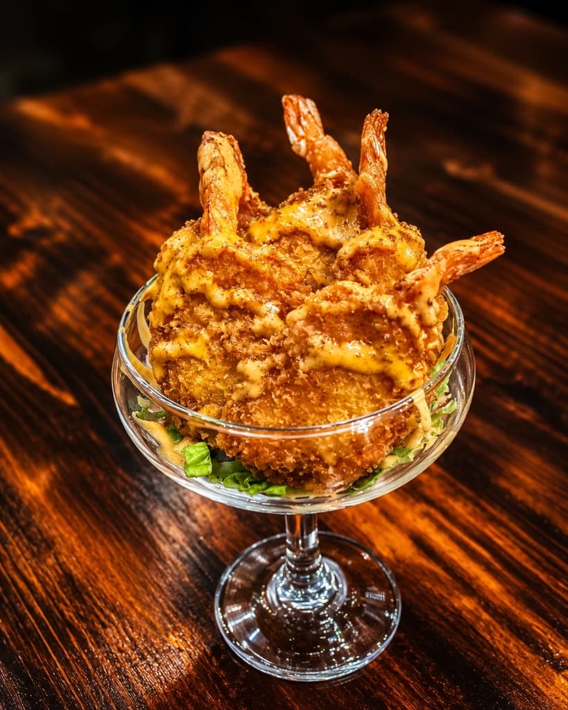Crispy dynamite shrimp with house sauce at Mediterra Houston